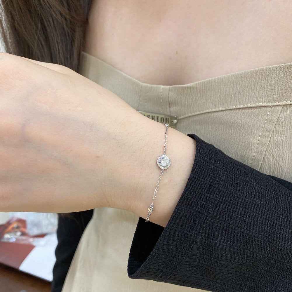 “Halo Whisper” S925 Sterling Silver Pavé Circle Bracelet - Image 2