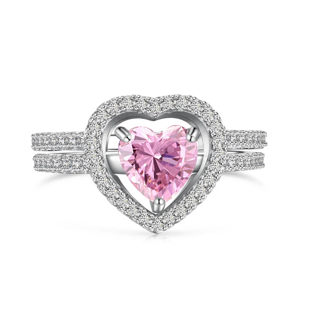 "Heart Duet" 925 Sterling Silver Stackable Ring Set