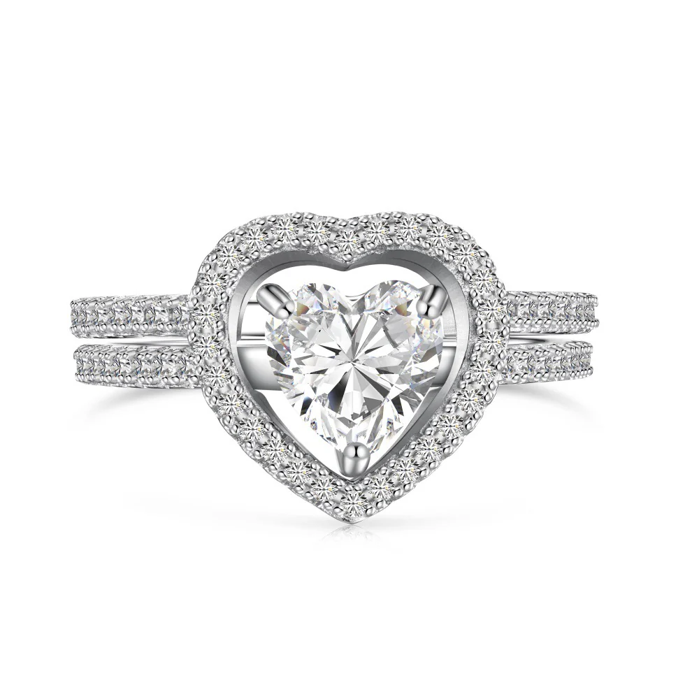 "Heart Duet" 925 Sterling Silver Stackable Ring Set - Image 5