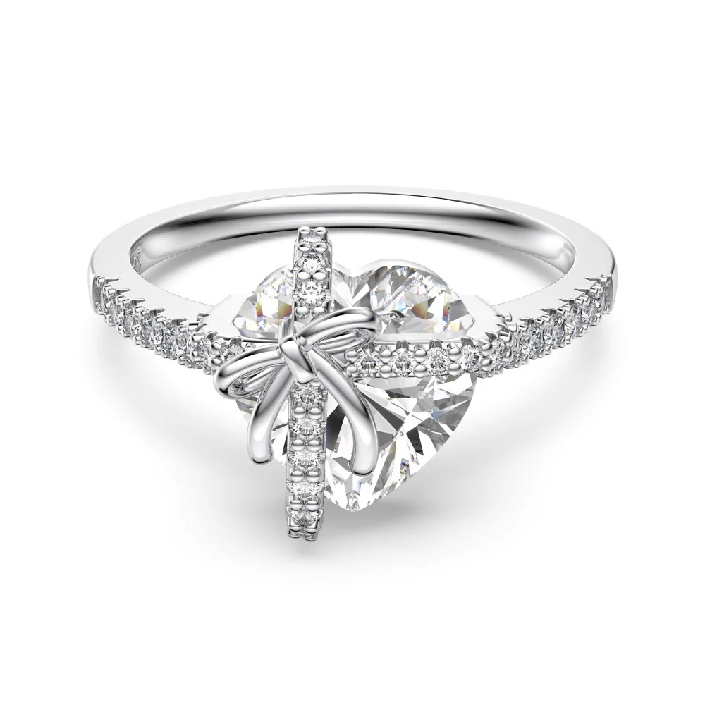 “Heartbound Promise” 925 Sterling Silver 5A Cubic Zirconia Heart Necklace & Ring Set - Image 6