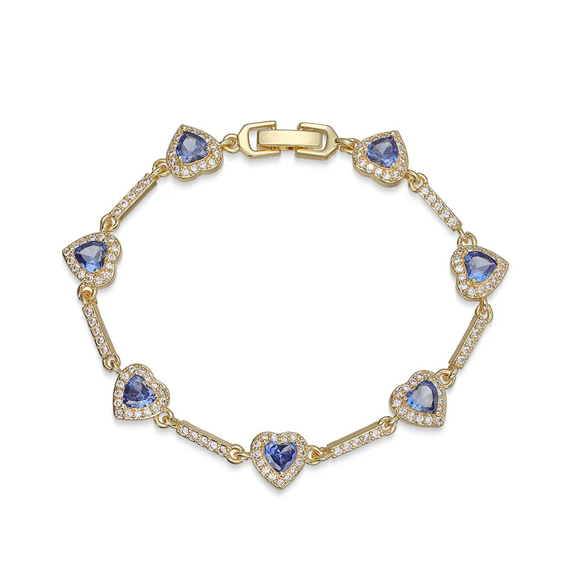 “Heartline” Gold-Tone Brass Colorful Zircon Heart Jewelry Set - Image 10