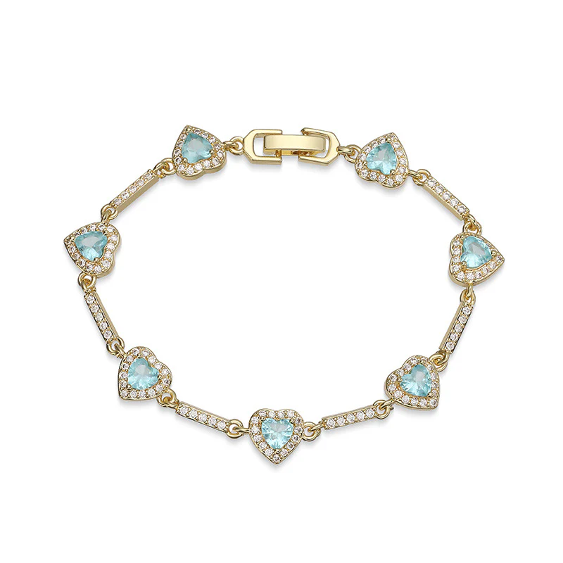 “Heartline” Gold-Tone Brass Colorful Zircon Heart Jewelry Set - Image 14