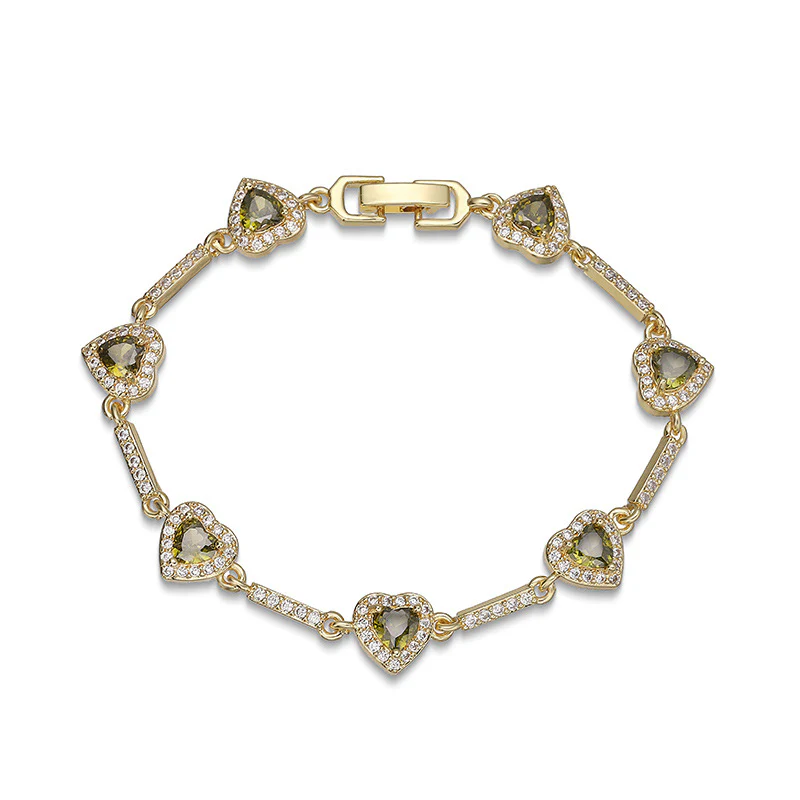 “Heartline” Gold-Tone Brass Colorful Zircon Heart Jewelry Set - Image 16