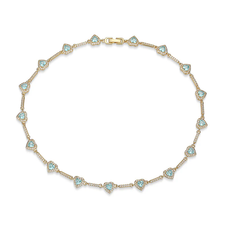 “Heartline” Gold-Tone Brass Colorful Zircon Heart Jewelry Set - Image 19