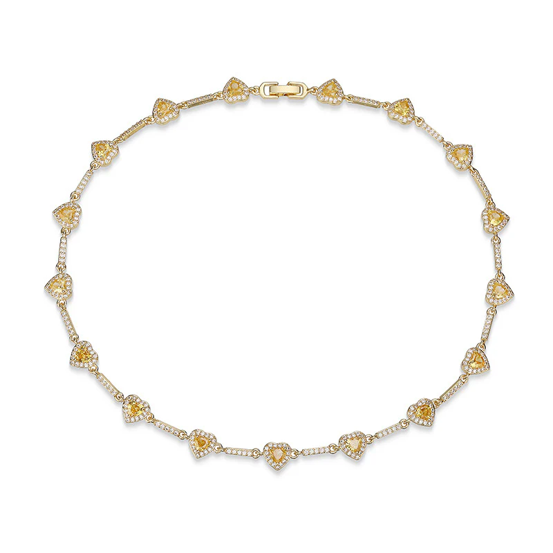 “Heartline” Gold-Tone Brass Colorful Zircon Heart Jewelry Set - Image 24