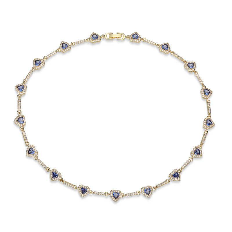 “Heartline” Gold-Tone Brass Colorful Zircon Heart Jewelry Set - Image 25