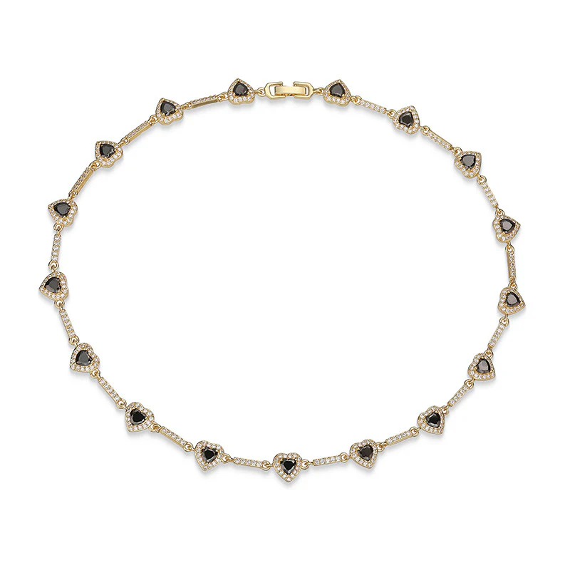 “Heartline” Gold-Tone Brass Colorful Zircon Heart Jewelry Set - Image 30