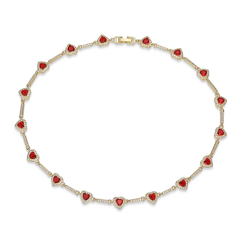 “Heartline” Gold-Tone Brass Colorful Zircon Heart Jewelry Set - Image 31
