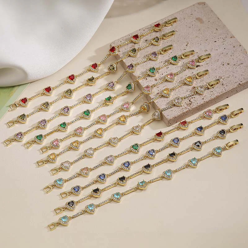 “Heartline” Gold-Tone Brass Colorful Zircon Heart Jewelry Set - Image 6