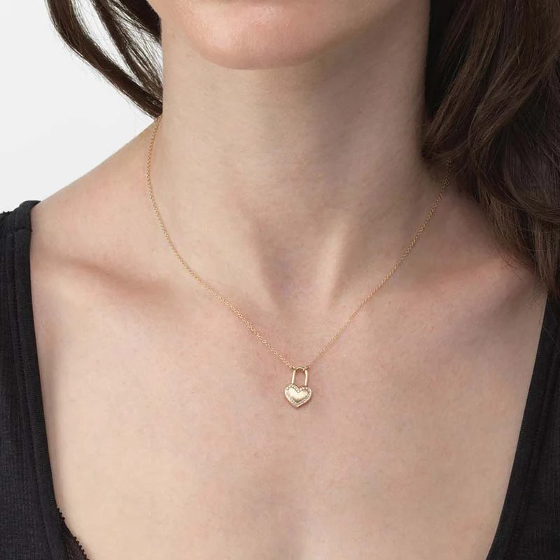 “Heartlock Grace” 925 Sterling Silver Micro Pavé Heart Lock Necklace - Image 2