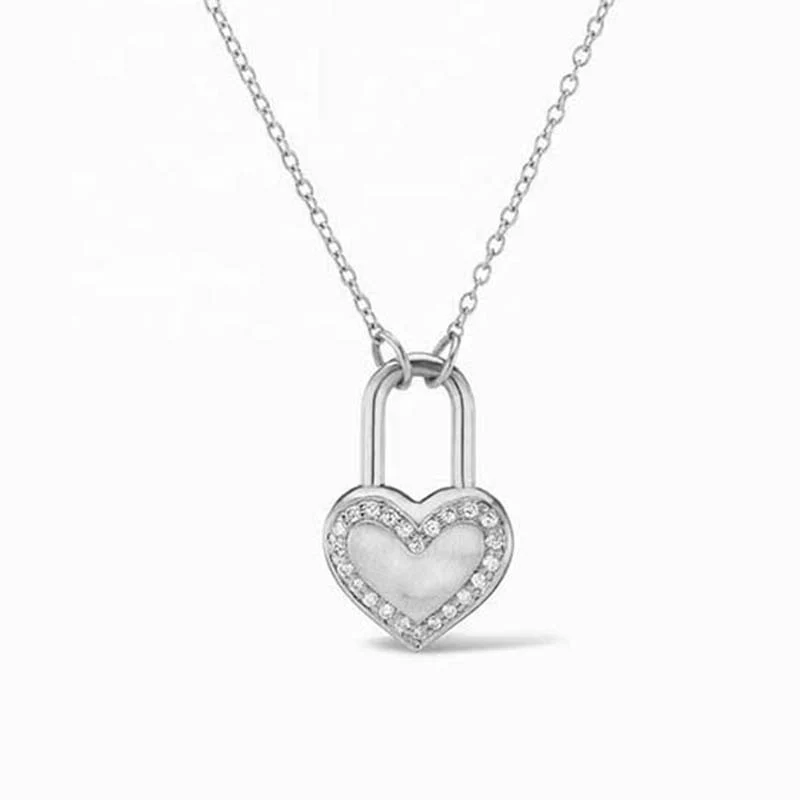 “Heartlock Grace” 925 Sterling Silver Micro Pavé Heart Lock Necklace - Image 5