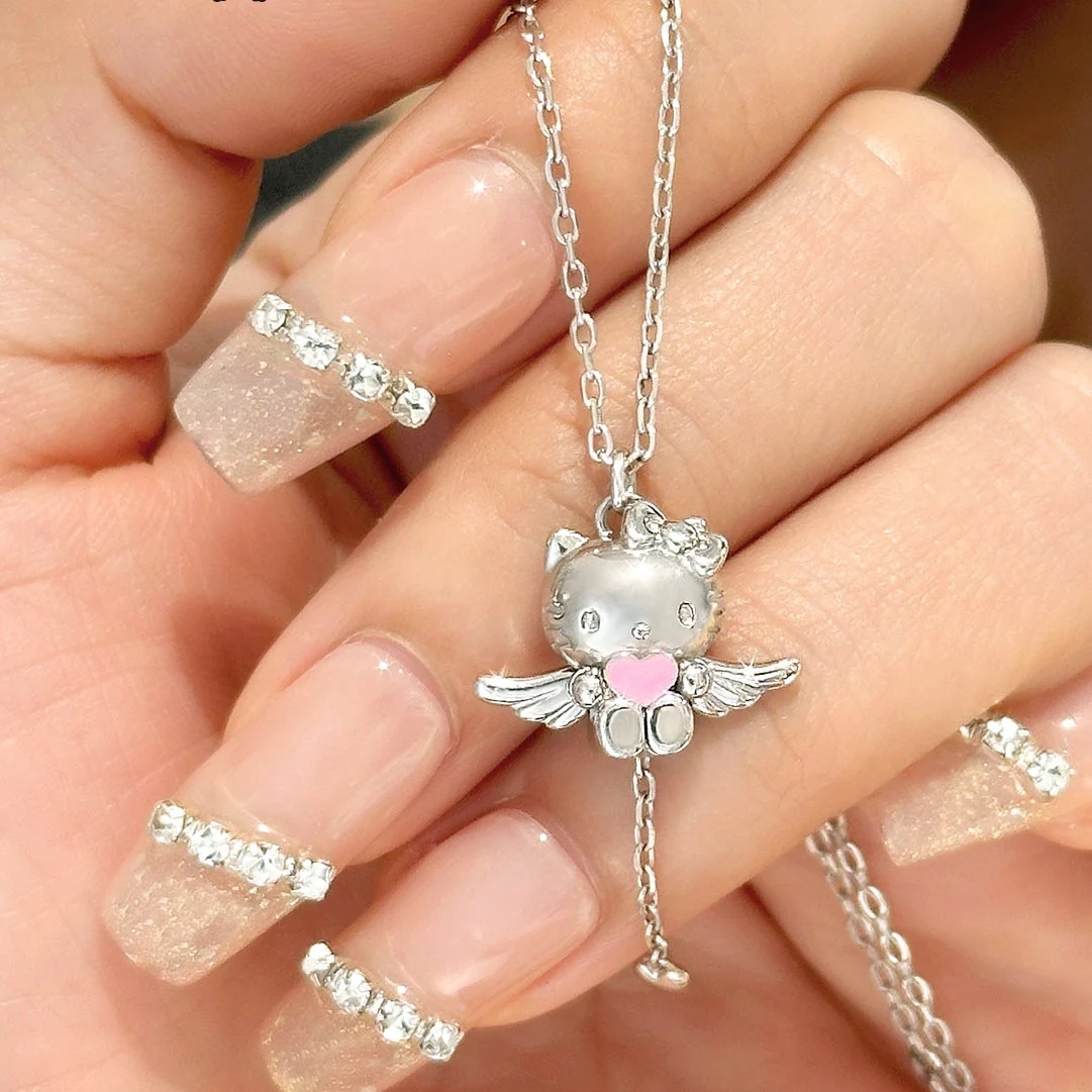 Hello Kitty Angel Heart 925 Sterling Silver Interactive Wing Necklace - Image 4
