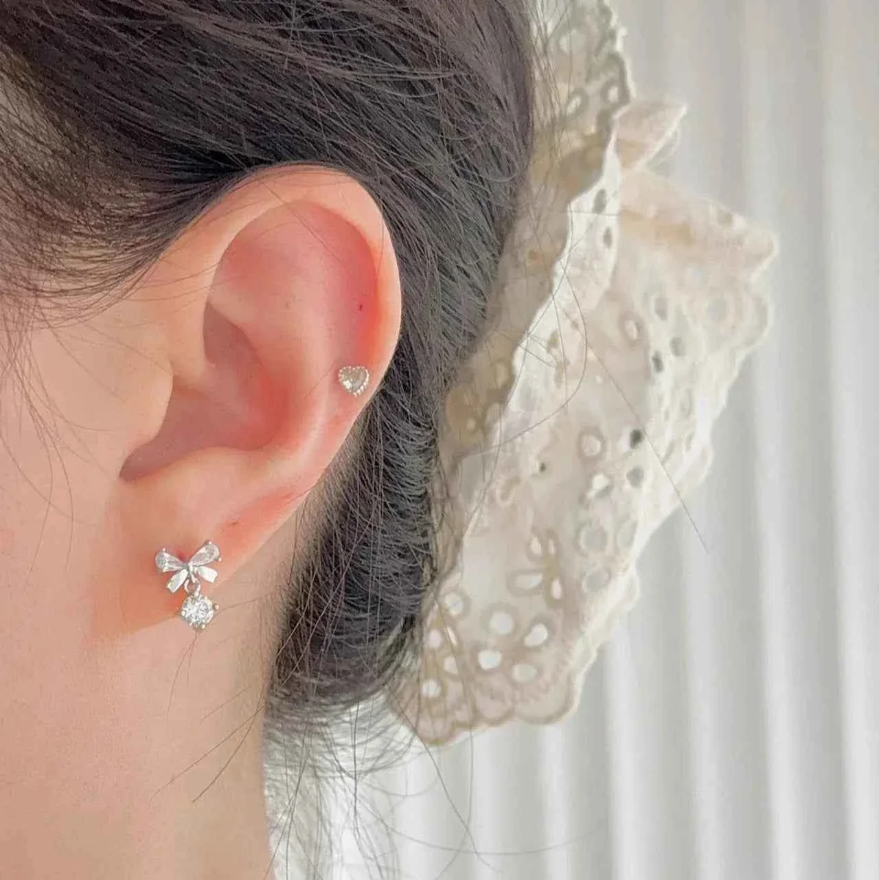 "Hepburn Bow" 999 Pure Silver Bow Stud Earrings - Chic and Versatile - Image 3