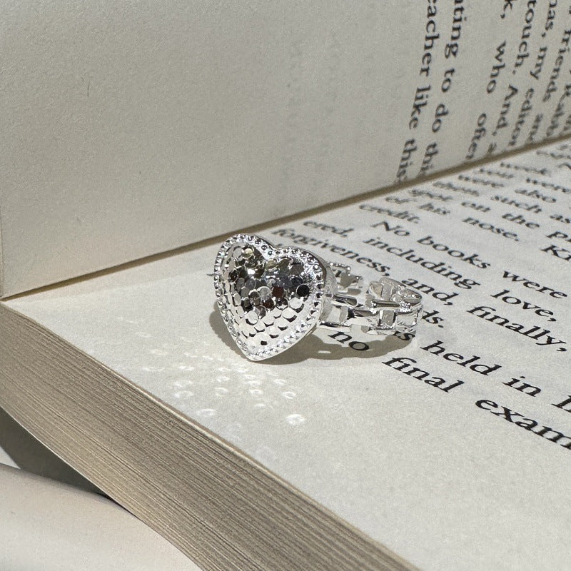 "Icy Heart" S925 Sterling Silver Adjustable Ring - Image 4