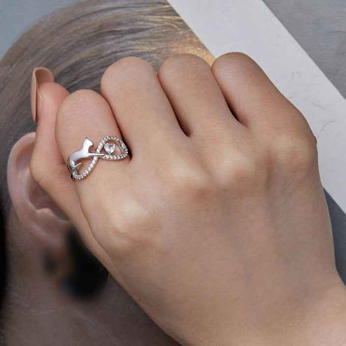 “Infinite Cat” S925 Sterling Silver Zircon Ring - Image 2