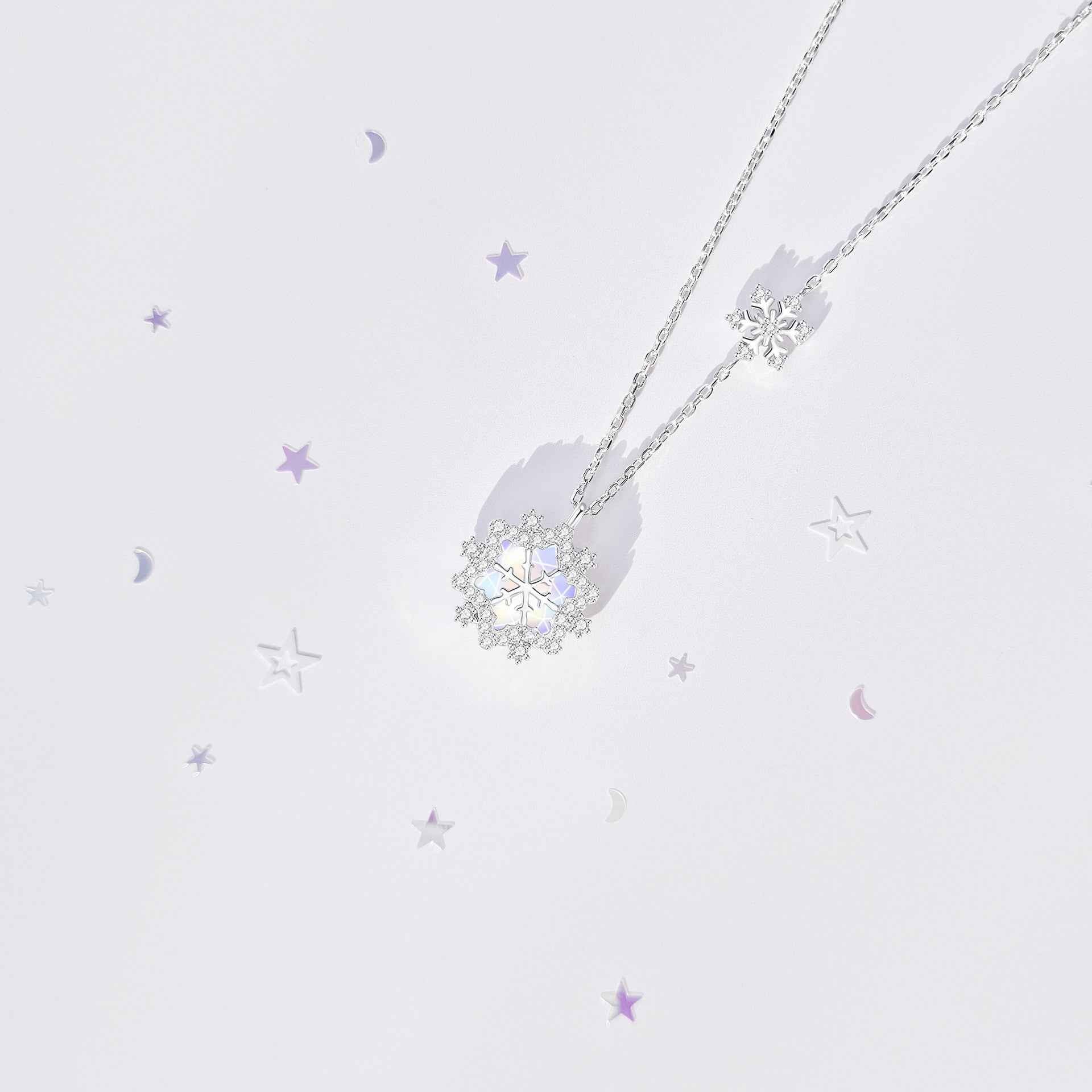 "Iridescent Snowflake" 925 Sterling Silver Pendant Necklace - Image 3