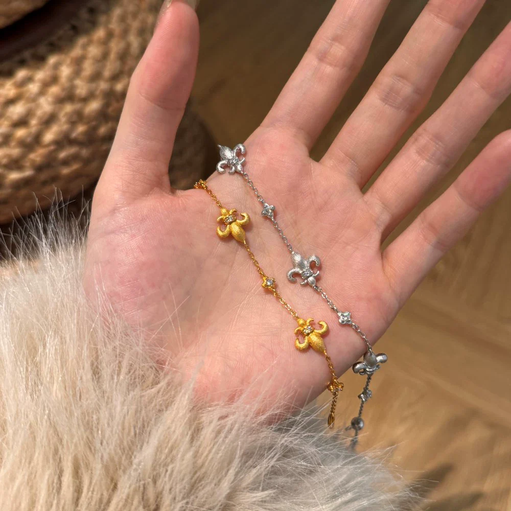 Iris Reverie – Adjustable S925 Silver & Gold Iris Flower Bracelet - Image 14