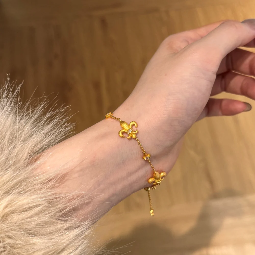 Iris Reverie – Adjustable S925 Silver & Gold Iris Flower Bracelet - Image 5