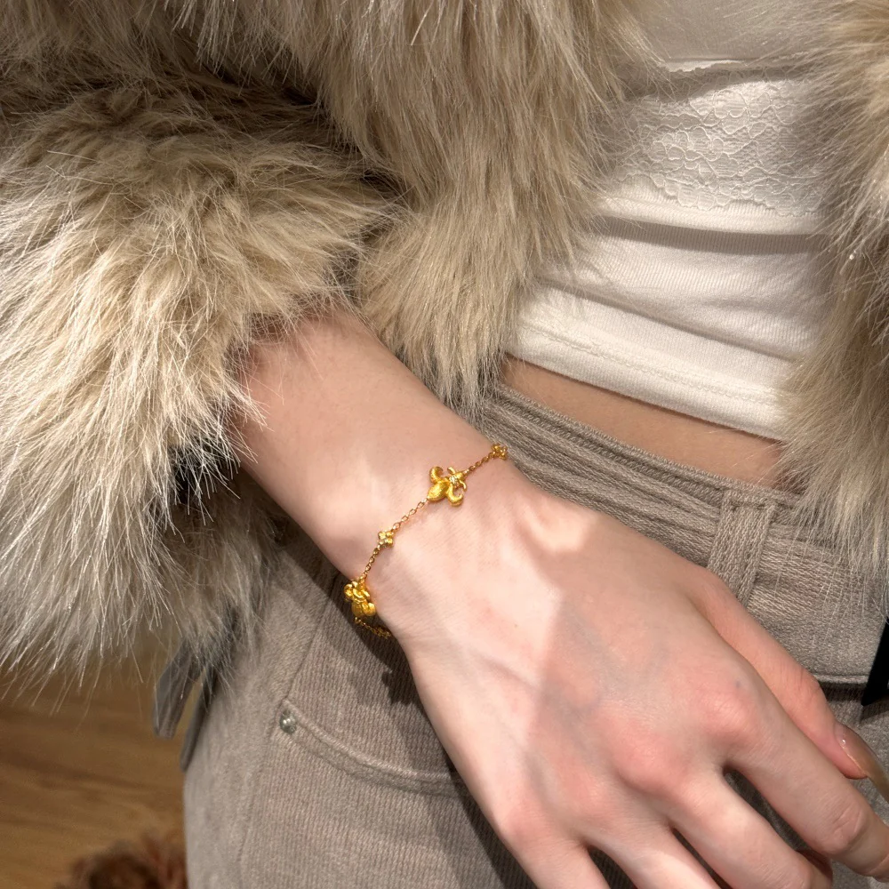 Iris Reverie – Adjustable S925 Silver & Gold Iris Flower Bracelet - Image 6
