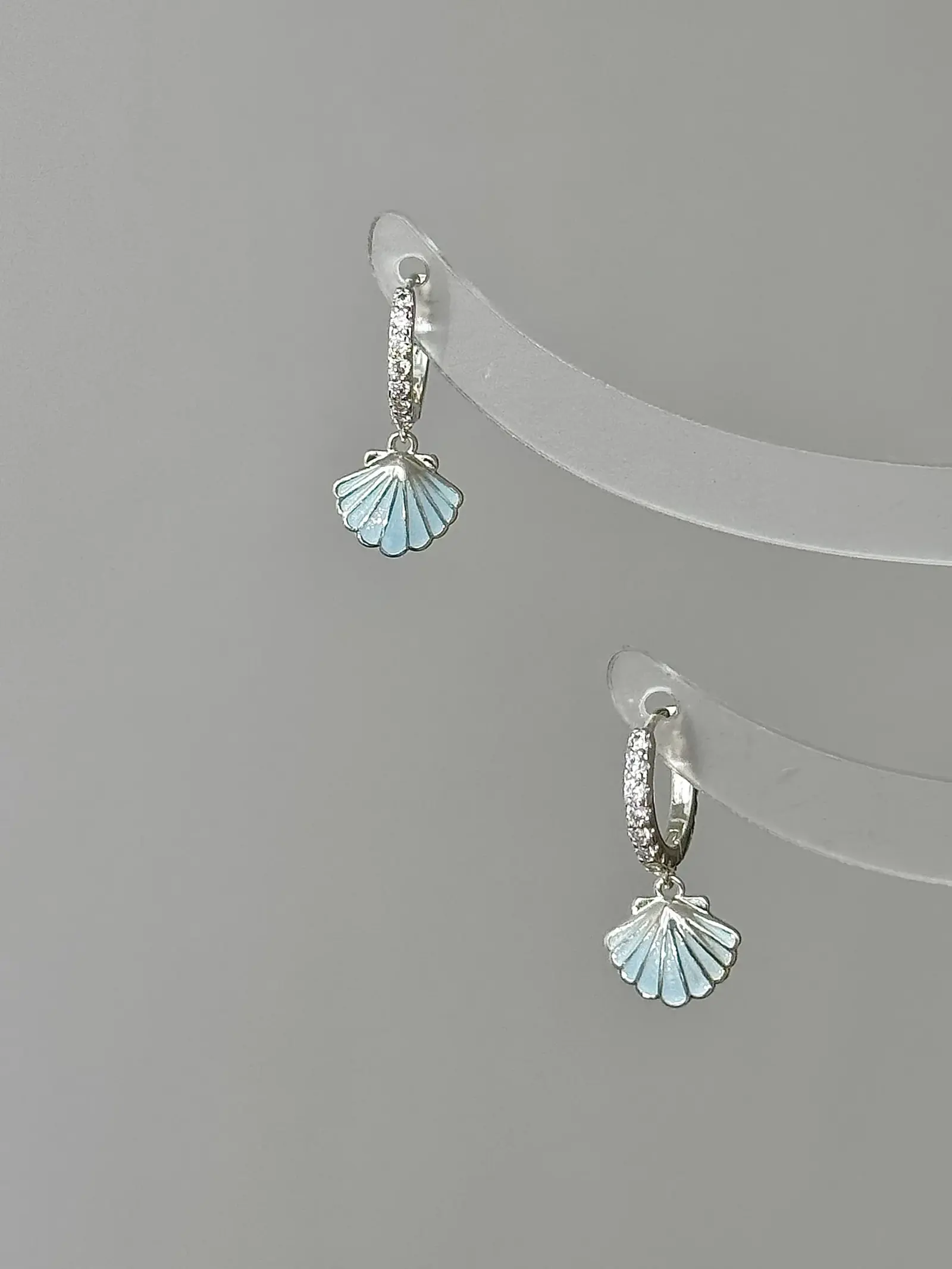 "Island Diary" 925 Sterling Silver Light Blue Shell Earrings - Delicate, Fresh, and Chic - Image 5