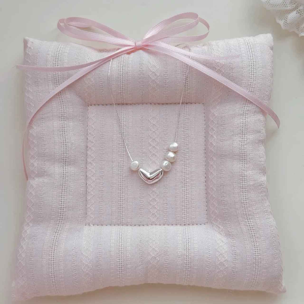 "Korean Drama Heroine" 925 Sterling Silver Chain Necklace with Natural Pearls - Irregular Pearl Design - Image 3