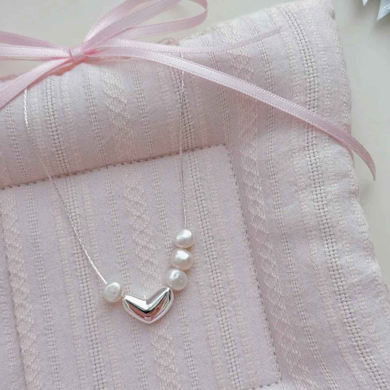 "Korean Drama Heroine" 925 Sterling Silver Chain Necklace with Natural Pearls - Irregular Pearl Design - Image 5