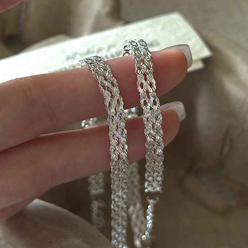 "Lace Geometry" S999 Sterling Silver Double-Strand Bracelet - Image 4