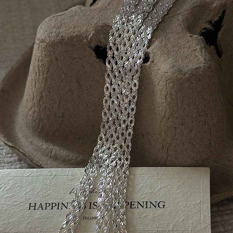 "Lace Geometry" S999 Sterling Silver Double-Strand Bracelet - Image 5