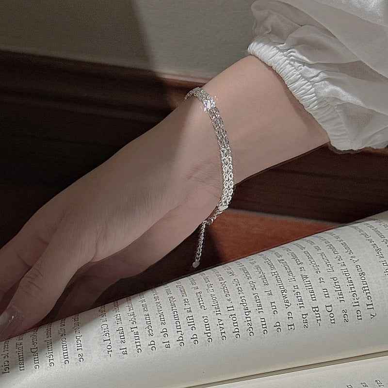 "Lace Geometry" S999 Sterling Silver Double-Strand Bracelet - Image 6