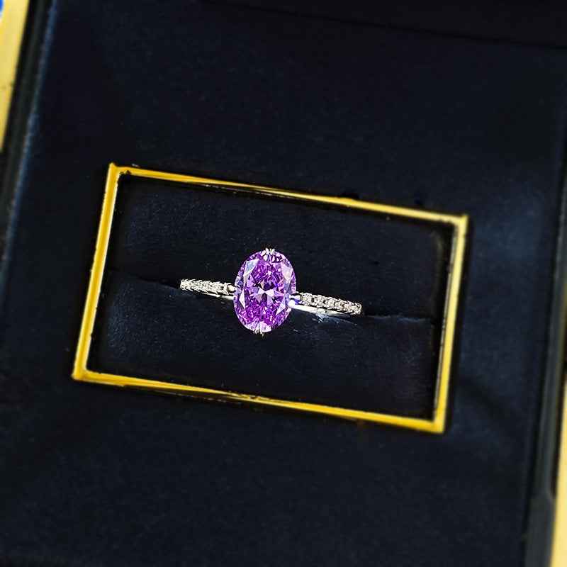 “Lavender Poise” 925 Sterling Silver Oval Lavender Solitaire Ring - Image 3
