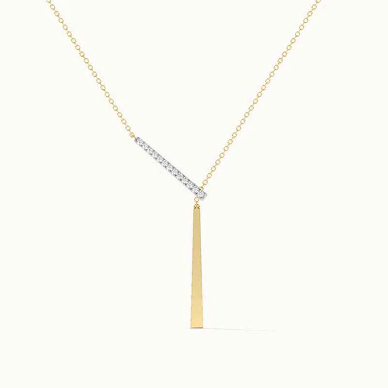“Linear Éclat” S925 Sterling Silver Geometric Bar Pendant Necklace