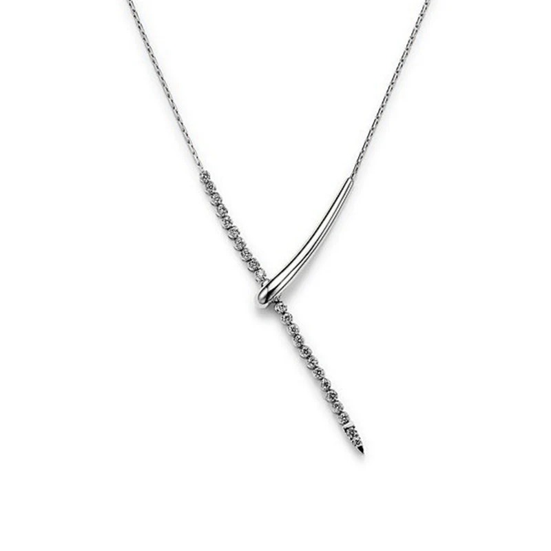 “Linear Grace” S925 Sterling Silver Geometric Tassel Necklace - Image 3
