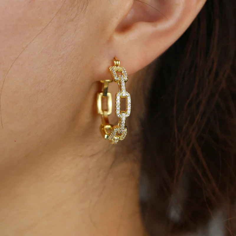 "Linked Geometry" 925 Sterling Silver Earrings – Gold & White Gold Plated - Image 2