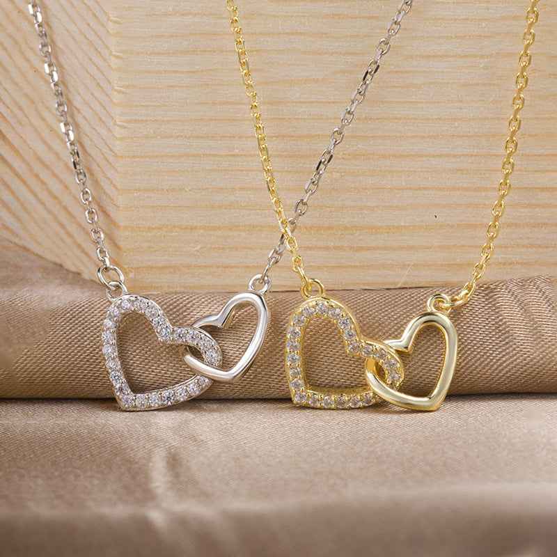 “Linked Hearts” 925 Sterling Silver Double Heart Necklace - Image 3