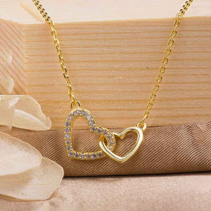 “Linked Hearts” 925 Sterling Silver Double Heart Necklace - Image 4