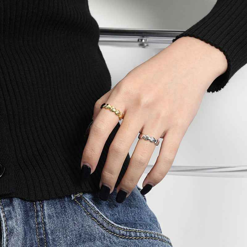 "Linked Hearts" 925 Sterling Silver Open Heart Ring - Image 2