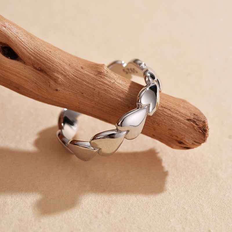 "Linked Hearts" 925 Sterling Silver Open Heart Ring - Image 5