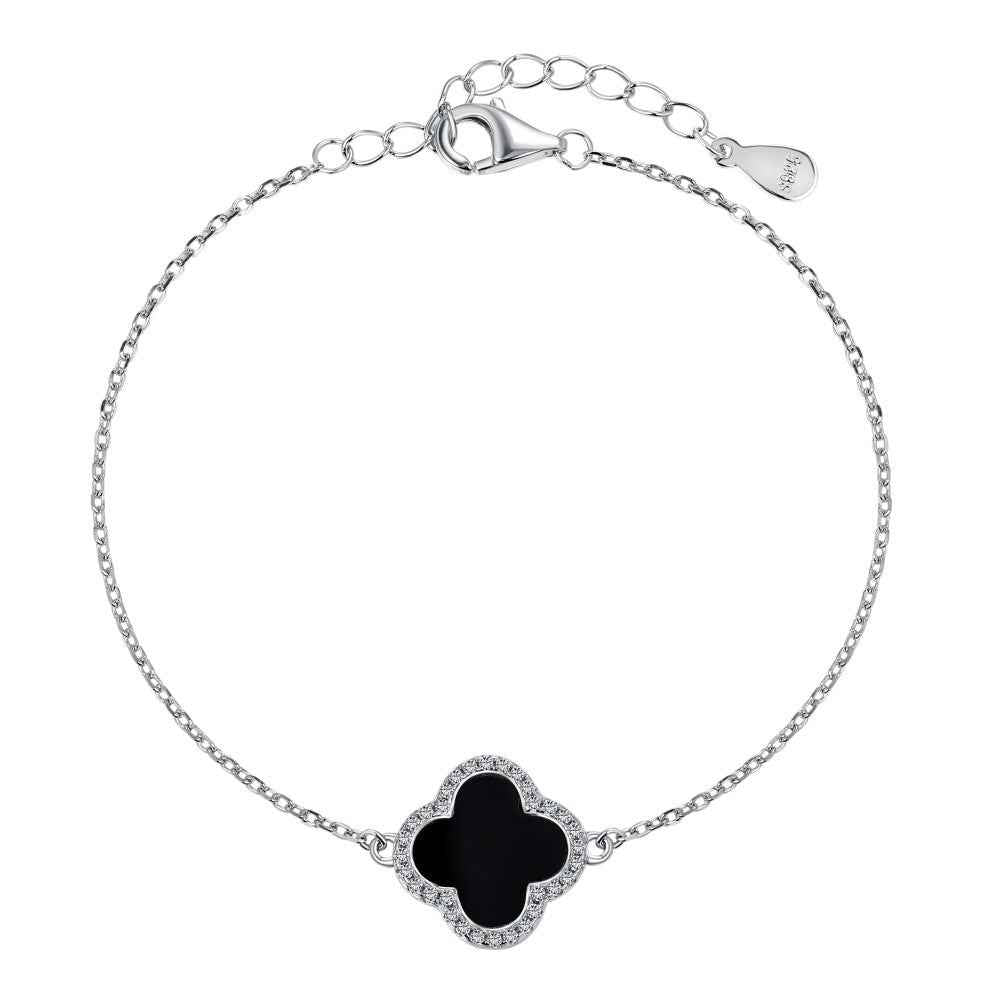 “Lucky Clover Élite” S925 Sterling Silver Pavé Clover Bracelet - Image 3