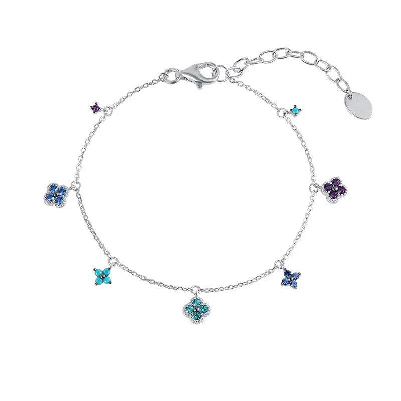 "Lucky Clover Garden" Sterling Silver Gemstone Bracelet