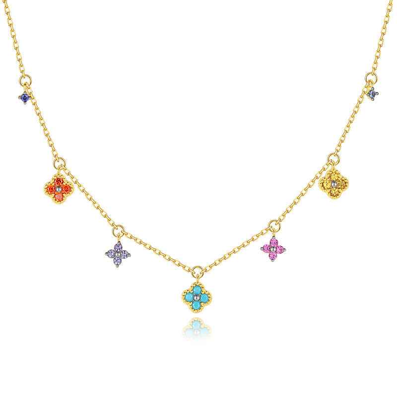 “Lucky Clover Garden” Sterling Silver Gemstone Necklace & Bracelet Set - Image 9