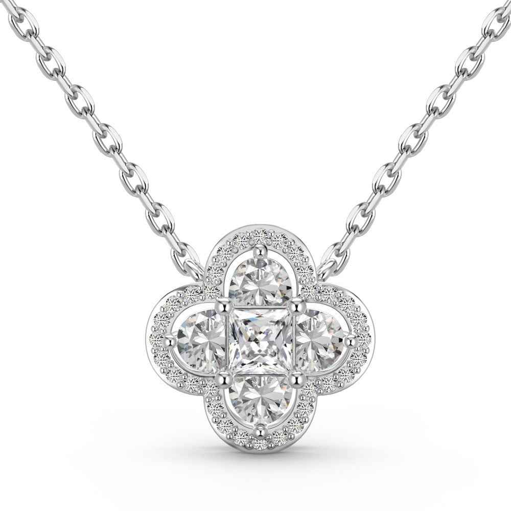 "Lucky Clover" – S925 Silver Four-Leaf Clover Necklace & Stud Earrings Set in White or Pink CZ - Image 6