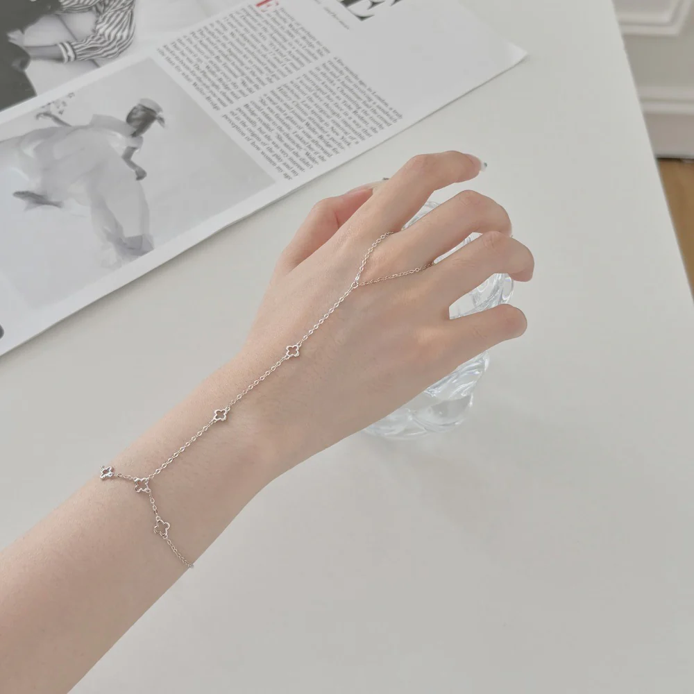"Lucky Grace" S925 Sterling Silver Finger-Linked Bracelet - Image 5