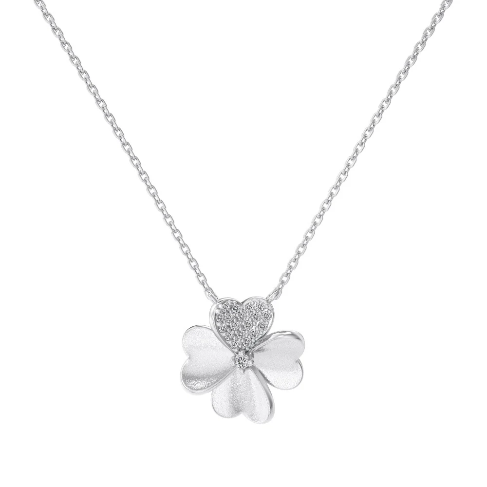 “Lucky Heart Clover” S925 Sterling Silver Heart Clover Jewelry Set (Necklace & Ring) - Image 6
