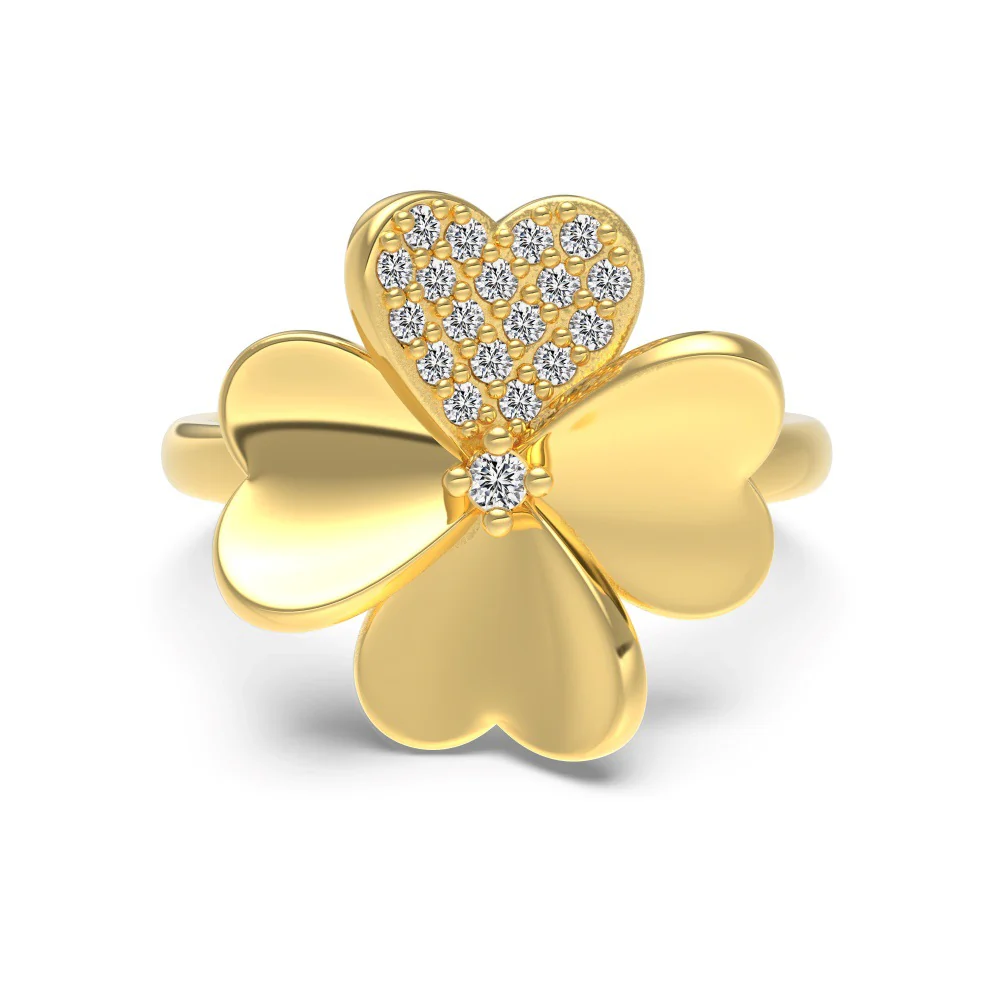 “Lucky Heart Clover” S925 Sterling Silver Heart Clover Jewelry Set (Necklace & Ring) - Image 8