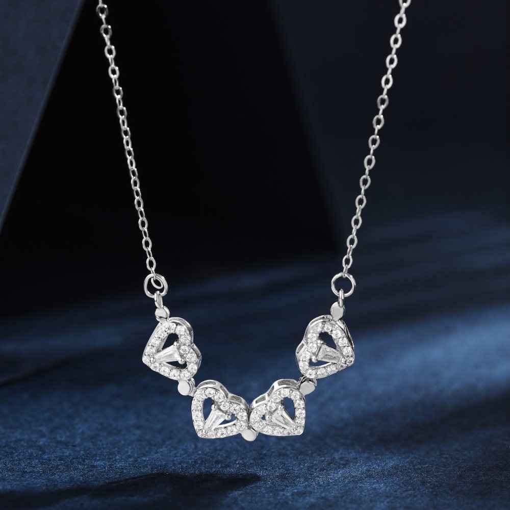 “Lucky Morph” 925 Sterling Silver Convertible Clover & Heart Necklace - Image 3