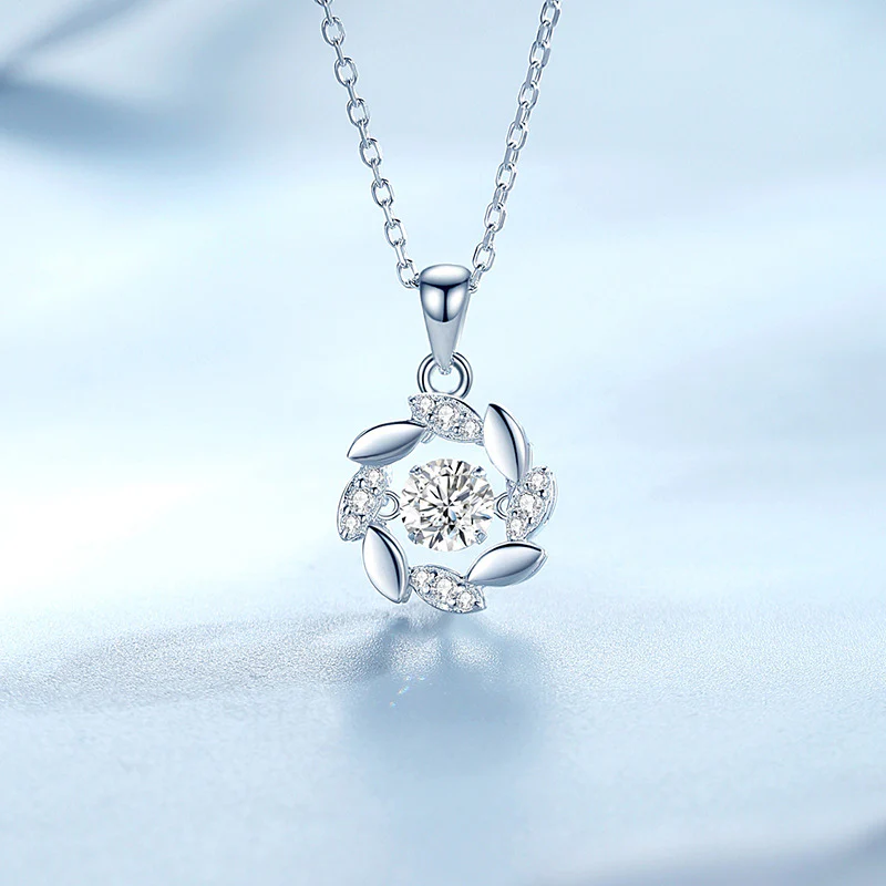 “Lucky Sheaf” S925 Sterling Silver Blue Zircon Moving Pendant Necklace - Image 3