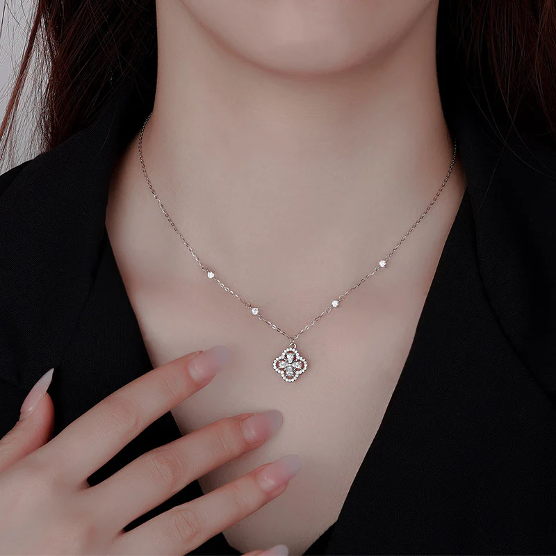 “Lucky Spin Clover” 925 Sterling Silver Rotating Clover Necklace - Image 4