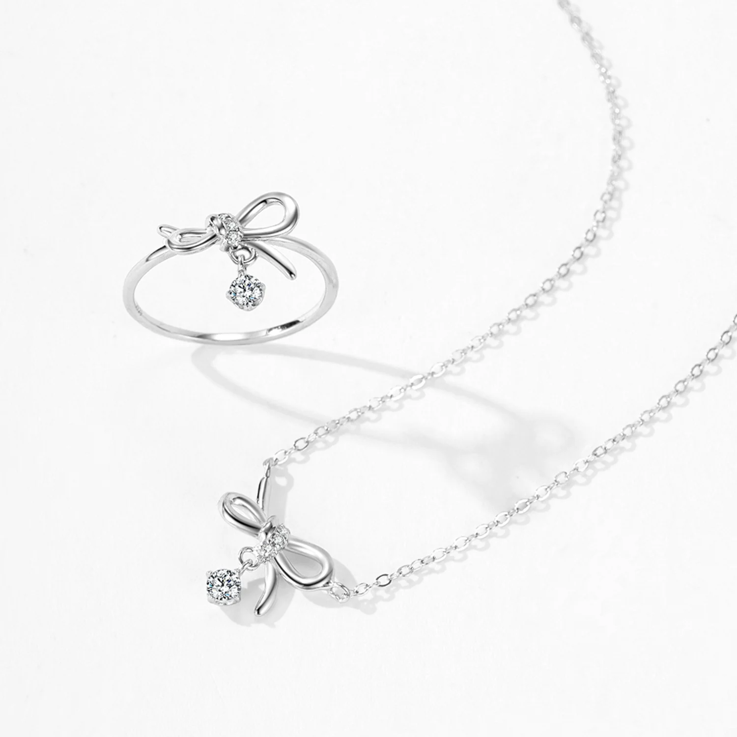 “Lumi Bow” 925 Sterling Silver Bow Jewelry Set - Image 6