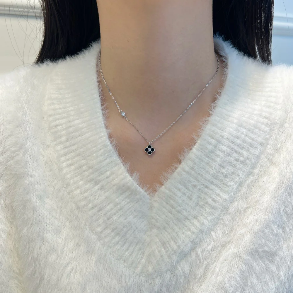 “Lumi Clover” 925 Sterling Silver Clover Necklace - Image 2