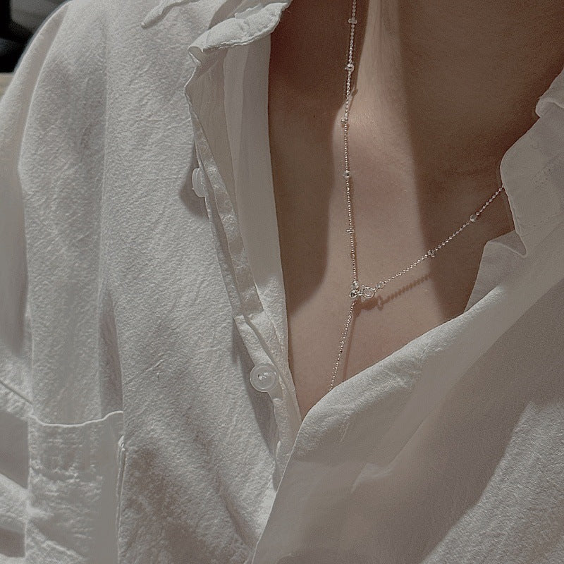 “Lumière Layer” S925 Sterling Silver Layered Bead Long Necklace - Image 2